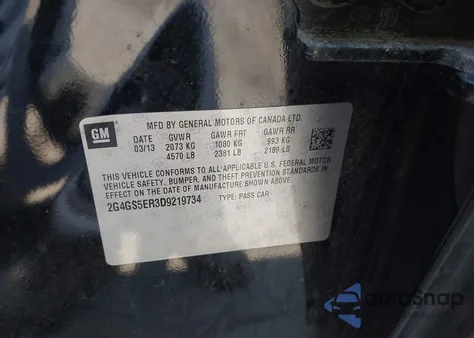 2013 Buick Regal Premium 1 z USA, uszkodzony, nr VIN 2G4GS5ER3D9219734